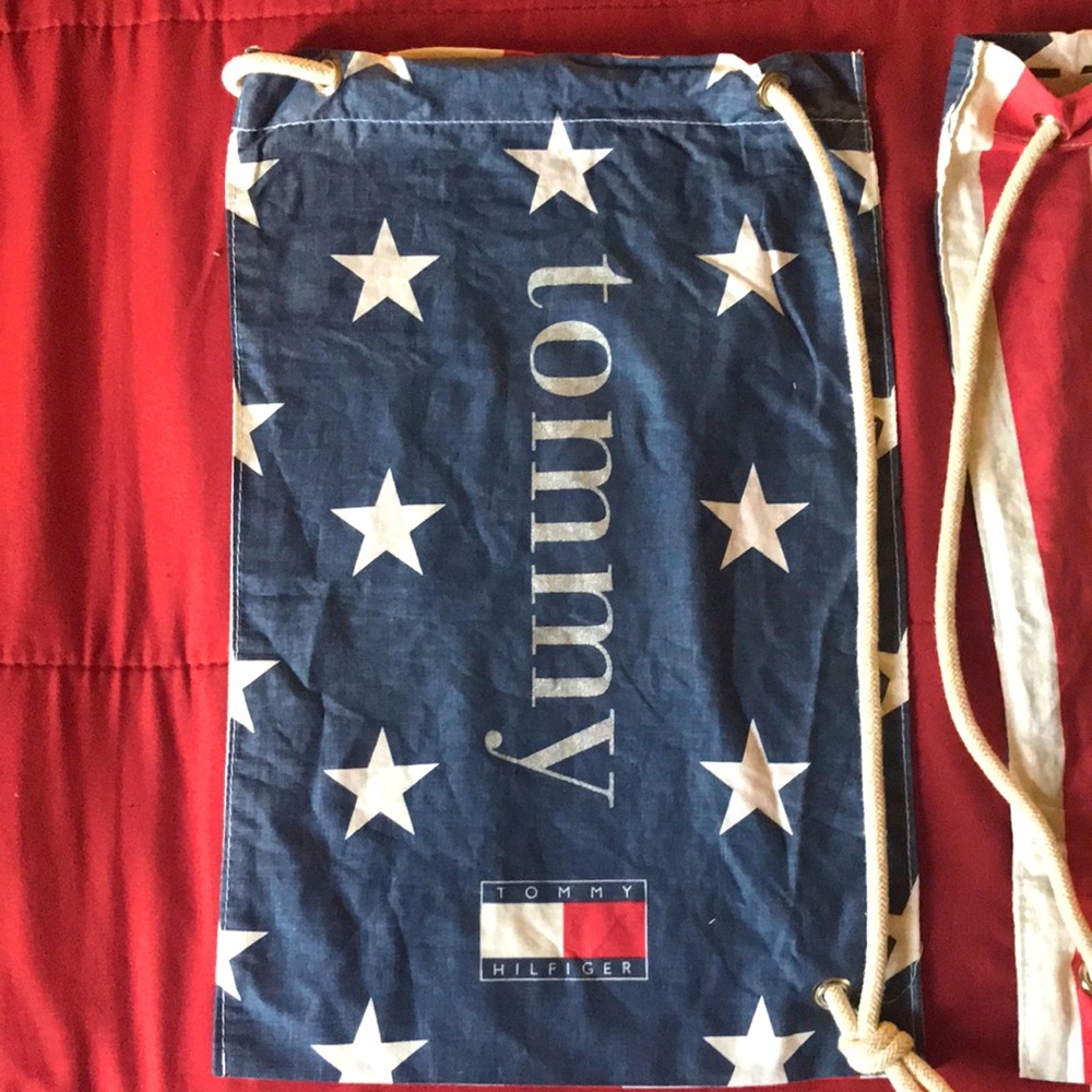 Tommy Hilfiger Vintage- drawstring Canvas Bag .
